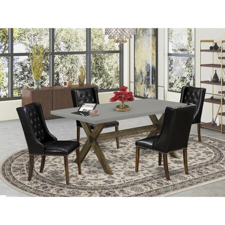 East West Furniture 5 Piece X-Style Dining Room Set - Distressed Jacobean X797FO749-5